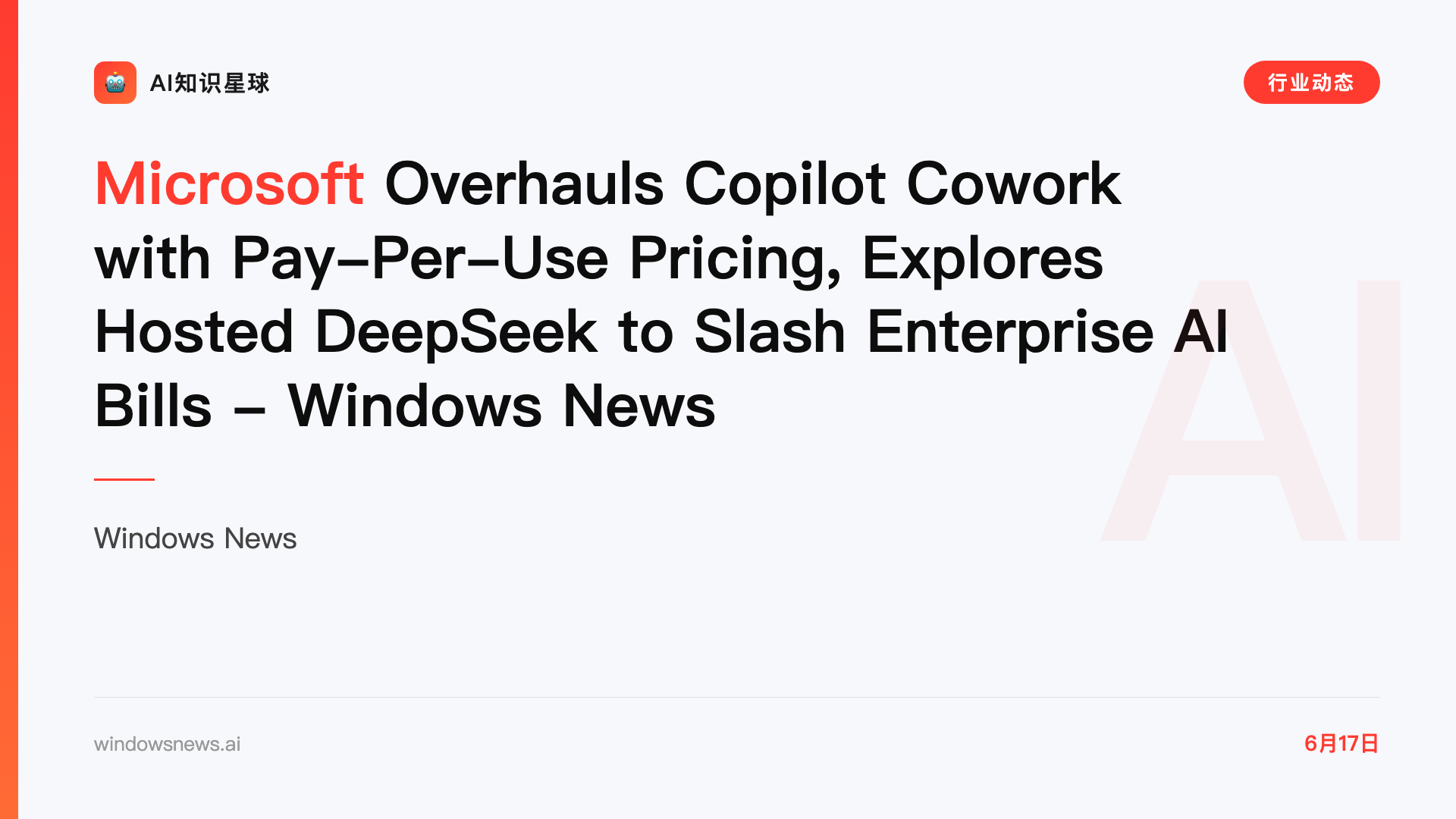 Microsoft Overhauls Copilot Cowork with Pay-Per-Use Pricing, Explores Hosted DeepSeek to Slash Enterprise AI Bills - Windows News